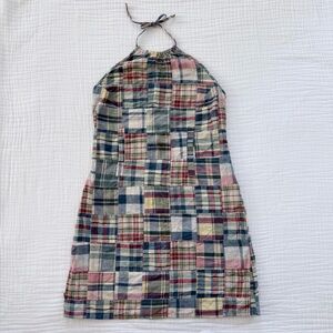 Ralph Lauren Plaid 100% cotton patchwork Halter Dress size medium